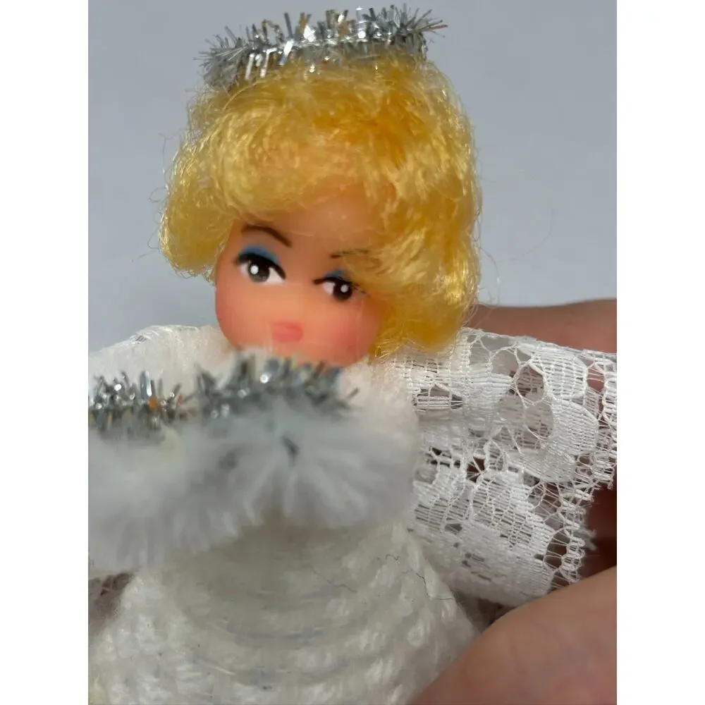 Vtg 60's Handmade Knitted Dress Rubber Face Pixie Angel Christmas Ornament Japan
